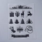GLOBLELAND Silicone Stamps, for DIY Scrapbooking, Photo Album Decorative, Cards Making, Stamp Sheets, Christmas Themed Pattern, 160x110x3mm