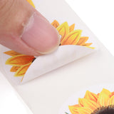 Globleland Sunflower Theme Paper Stickers, Self Adhesive Roll Sticker Labels, for Envelopes, Bubble Mailers and Bags, Flat Round, Gold, 3.8cm, about 500pcs/roll