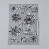 GLOBLELAND Plastic Stamps, for DIY Scrapbooking, Photo Album Decorative, Cards Making, Stamp Sheets, Snowflake Pattern, 180x130~145x3mm