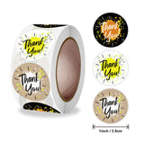 Globleland Word Thank You Self Adhesive Paper Stickers, Round Sticker Labels, Gift Tag Stickers, Mixed Color, 2.5x0.1cm, 500pc/roll