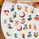 Globleland Fox Paper Stickers Set, Waterproof Adhesive Label Stickers, for Water Bottles, Laptop, Luggage, Cup, Computer, Mobile Phone, Skateboard, Guitar Stickers, Mixed Color, 3.8~7.7x4.1~6.6x0.02cm, 50pc/bag