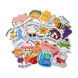 Globleland Cartoon Paper Stickers Set, Waterproof Adhesive Label Stickers, for Water Bottles, Laptop, Luggage, Cup, Computer, Mobile Phone, Skateboard, Guitar Stickers Decor, Mixed Color, 3.7x4.5x0.02cm, 50pcs/bag
