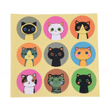 Globleland DIY Sealing Stickers, Label Paster Picture Stickers, Cat Theme, Colorful, Sticker: 40mm, 5Sheet/Set