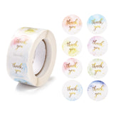 Globleland 1 Inch Thank You Stickers, Self-Adhesive Stickers, Roll Sticker, Flat Round with Word Thank You, for Party Decorative Presents, Colorful, 2.5cm, 500pcs/roll