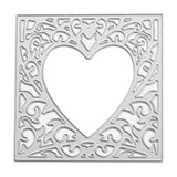 Globleland Valentine's Day Frame Carbon Steel Cutting Dies Stencils, for DIY Scrapbooking/Photo Album, Decorative Embossing DIY Paper Card, Heart, Matte Platinum Color, 84x84mm