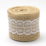 1 Bag Burlap Ribbon, Hessian Ribbon, Jute Ribbon, with Lace, for Jewelry Making, Pink, 1-1/2 inch(38mm), about 2m/roll, 24rolls/bag