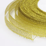 1 Roll Solid Color Organza Ribbons, Golden Wired Edge Ribbon, for Party Decoration, Gift Packing, Green Yellow, 1(25mm), about 50yard/roll(45.72m/roll)