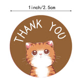 Globleland Thank You Stickers Roll, Adhesive Paper Tape, Round Stickers, for Card-Making, Scrapbooking, Diary, Planner, Envelope & Notebooks, Cat Pattern, 1 inch(25mm), 500pcs/roll, 1Roll/Set
