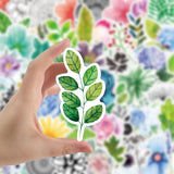 Globleland 50Pcs Waterproof PVC Plastic Stickers, Self Adhesive Picture Stickers, for Water Bottles, Laptop, Luggage, Cup, Computer, Mobile Phone, Skateboard, Guitar Stickers, Mixed Styles Flower Pattern, Mixed Color, 50~80mm, 1Set/Set