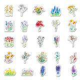 Globleland 50Pcs Mixed Styles Flower Pattern Waterproof PVC Plastic Stickers, Self Adhesive Picture Stickers, for Water Bottles, Laptop, Luggage, Cup, Computer, Mobile Phone, Skateboard, Guitar Stickers, Mixed Color, 55~85mm, 1Set/Set