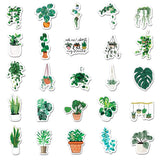 Globleland 50Pcs 50 Styles Plant Theme Waterproof PVC Plastic Stickers, Self Adhesive Picture Stickers, for Water Bottles, Laptop, Luggage, Cup, Computer, Mobile Phone, Skateboard, Guitar Stickers, Leaf Pattern, Green, 42~90x31~65mm, 50pcs/set, 1Set/Set
