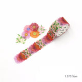 Globleland Adhesive Paper Decorative Tape, for Scrapbook, Gifts, Diary, Album, Stationery and Journals Supplies, Flower Pattern, 35x13mm, about 200pcs/roll