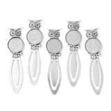 Globleland Owl Vintage Tibetan Style Alloy Bookmarks Cabochon Settings, Cadmium Free & Lead Free, Antique Silver, Flat Round Tray: 20mm, Fit for 1.5mm Rhinestone, 88x22.5x3mm, 5pc/set