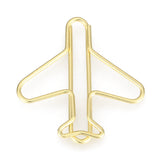 Airplane Shape Iron Paper Clips, Cute Paper Clips, Funny Bookmark Marking Clips, Golden, 27x27x2mm