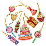 Globleland Christmas Theme DIY Diamond Painting Pendant Decoration Kits, including Pendant, Resin Rhinestones, Diamond Sticky Pen, Tray Plate and Glue Clay, Cake Candy Balloon, Hot Pink, 70~105x30~95mm, 10pcs/set, 2Set/Pack