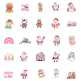 Globleland 50Pcs Christmas PVC Self Adhesive Stickers, Waterproof Decals for Water Bottle, Helmet, Luggage, Pink, 40~80mm
