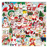 Globleland 100Pcs Christmas Santa Claus PVC Self Adhesive Stickers, Waterproof Decals for Water Bottle, Helmet, Luggage, Mixed Shapes, 50~80mm