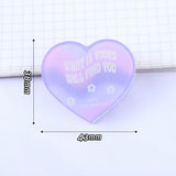 Acrylic Binder Paper Clips, Card Assistant Clips, Heart with Word What is Yours Will Find You, Lilac, 38x43mm