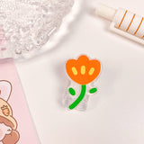 Transparent Acrylic Binder Paper Clips, Card Assistant Clips, Flower Pattern, Coral, 26x22mm