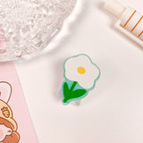 Transparent Acrylic Binder Paper Clips, Card Assistant Clips, Flower Pattern, Dark Green, 26x22mm