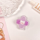 Transparent Acrylic Binder Paper Clips, Card Assistant Clips, Band Aid with Bear Pattern, Orchid, 26x22mm