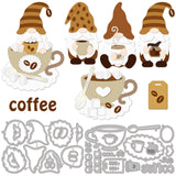 Globleland Coffee Theme Carbon Steel Cutting Dies Stencils, for DIY Scrapbooking, Photo Album, Decorative Embossing Paper Card, Stainless Steel Color, Gnome Pattern, 125~136x74~81x0.8mm, 2pcs/set