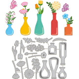 Globleland Vase Theme Carbon Steel Cutting Dies Stencils, for DIY Scrapbooking, Photo Album, Decorative Embossing Paper Card, Stainless Steel Color, Flower, 113x148x0.8mm
