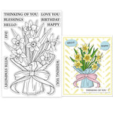 Globleland Custom PVC Plastic Clear Stamps, for DIY Scrapbooking, Photo Album Decorative, Cards Making, March Daffodil, 160x110x3mm