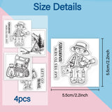 Globleland 4Pcs 4 Styles PVC Stamp, for DIY Scrapbooking, Human, 55x55mm, 1pc/style