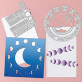 Globleland Carbon Steel Cutting Dies Stencils, for DIY Scrapbooking, Photo Album, Decorative Embossing Paper Card, Stainless Steel Color, Moon Phase Pattern, 83~107x75~107x0.8mm, 2pcs/set