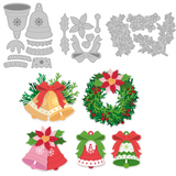 Globleland Christmas Carbon Steel Cutting Dies Stencils, for DIY Scrapbooking, Photo Album, Decorative Embossing Paper Card, Stainless Steel Color, Christmas Bell, 93~136x90~146x0.8mm, 3pcs/set