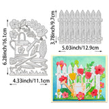 Globleland Fence Theme Carbon Steel Cutting Dies Stencils, for DIY Scrapbooking, Photo Album, Decorative Embossing Paper Card, Stainless Steel Color, Flower, 97~161x111~129x0.8mm, 2pcs/set