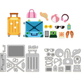 Globleland 2Pcs 2 Styles Travel Luggage Carbon Steel Cutting Dies Stencils, for DIY Scrapbooking, Photo Album, Decorative Embossing Paper Card, Stainless Steel Color, Mixed Shapes, 159~170x101~117x0.8mm, 1pc/style
