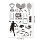 Globleland Custom PVC Plastic Clear Stamps, for DIY Scrapbooking, Photo Album Decorative, Cards Making, Tennis, 160x110x3mm