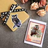 Globleland Custom PVC Plastic Clear Stamps, for DIY Scrapbooking, Photo Album Decorative, Cards Making, Owl, 160x110x3mm