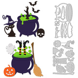 Globleland Halloween Theme Carbon Steel Cutting Dies Stencils, for DIY Scrapbooking, Photo Album, Decorative Embossing Paper Card, Stainless Steel Color, Cauldron Pattern, 67~81x125~127x0.8mm, 2pcs/set