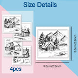 Globleland 4Pcs 4 Styles PVC Stamp, for DIY Scrapbooking, House, 55x55mm, 1pc/style