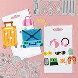 Globleland 2Pcs 2 Styles Travel Luggage Carbon Steel Cutting Dies Stencils, for DIY Scrapbooking, Photo Album, Decorative Embossing Paper Card, Stainless Steel Color, Mixed Shapes, 159~170x101~117x0.8mm, 1pc/style