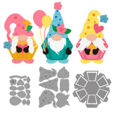 Globleland 3Pcs Christmas Carbon Steel Cutting Dies Stencils, for DIY Scrapbooking, Photo Album, Decorative Embossing Paper Card, Stainless Steel Color, Gnome, 108~147x75~110x0.8mm