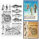 Globleland Custom PVC Plastic Clear Stamps, for DIY Scrapbooking, Photo Album Decorative, Cards Making, Fish, 160x110x3mm